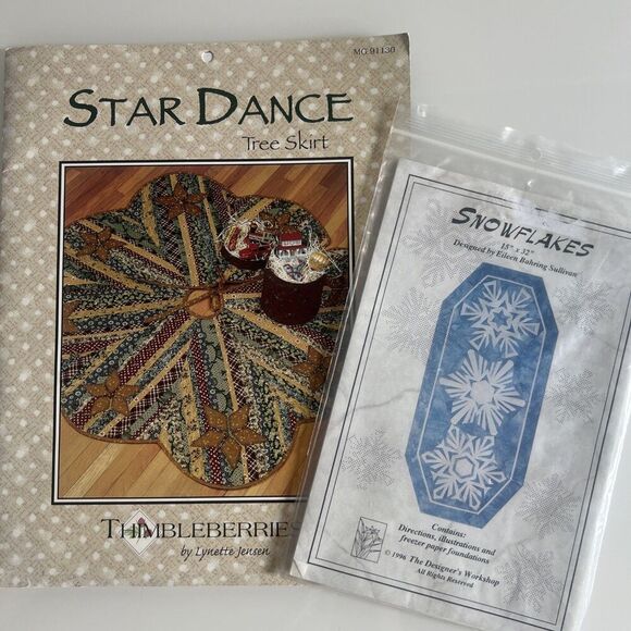 Thimbleberries Star Dance Tree Skirt & Snowflakes Runner Quilting Patterns - Picture 1 of 5